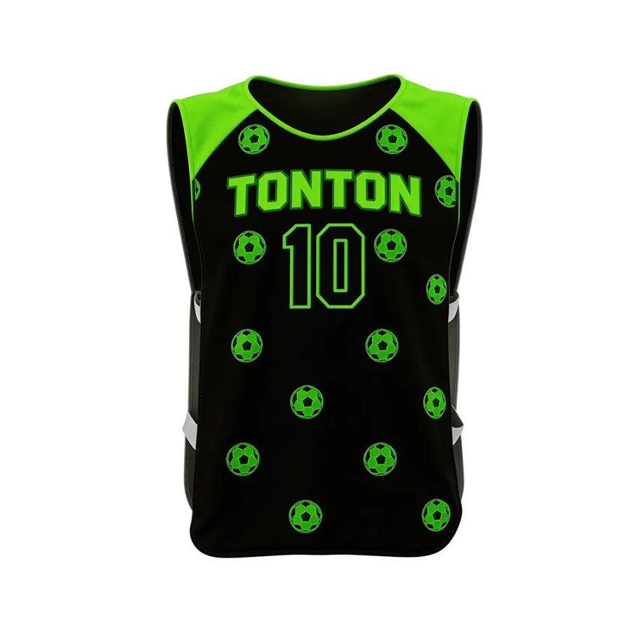 Pinele de antrenament TONTON pentru fotbal, verde neon și negru – echipament de antrenament pentru echipe cu finisare consolidată