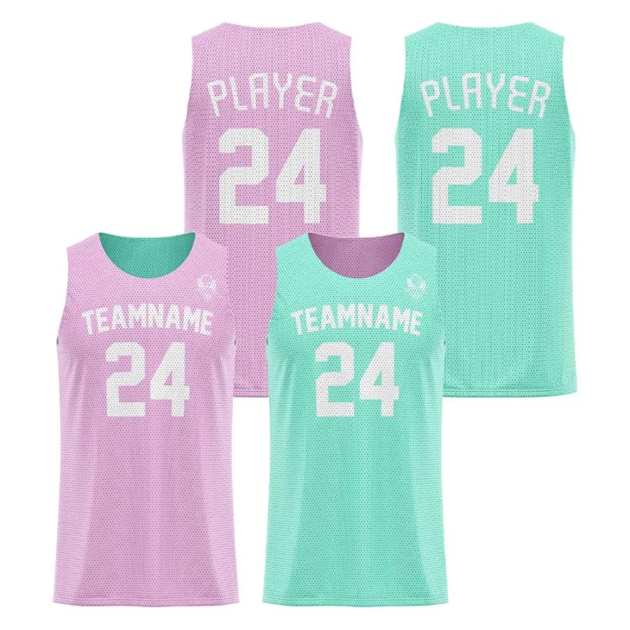 Tonton Lavender & Mint Reversible Basketball Jersey - Customizable Logo Breathable Mesh Athletic Tank