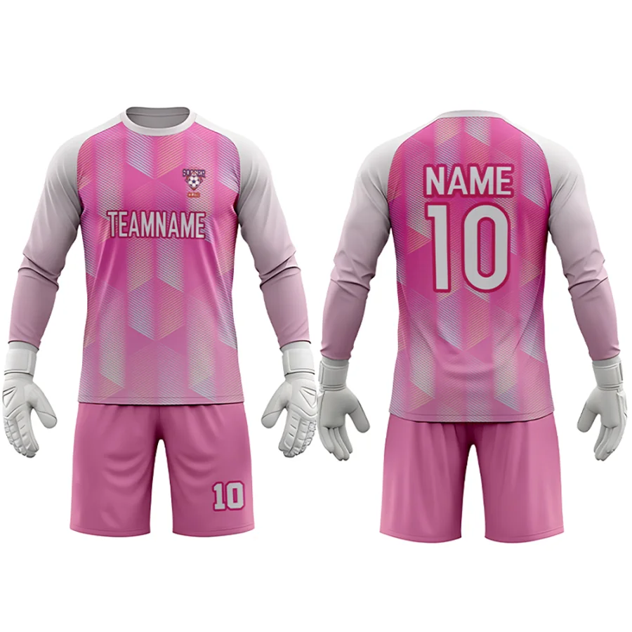 TONTON-Pink- und Lavendelverlauf-Torwart-Ausrüstung – vollständig sublimierter, leichter Wettkampfanzug