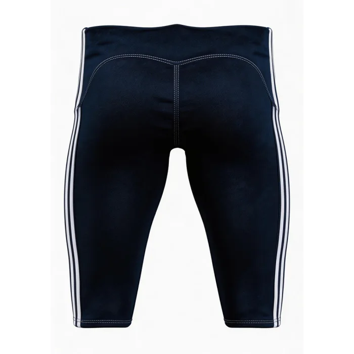 Back view of tonton custom navy football pants with white side stripe accents and reinforced stitching.