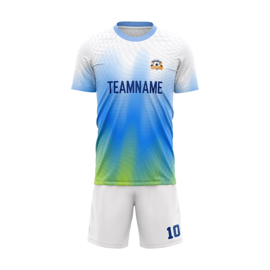 TONTON-Himmelblau-Weiß-Verlauf-Fußball-Outfit – Vollständig sublimationsbedruckte, individuelle Mannschaftsausrüstung