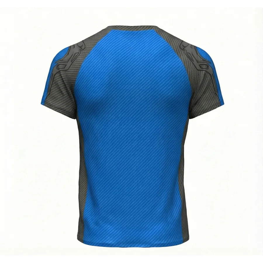 tonton blue and grey fightwear back view custom boxing jersey for training