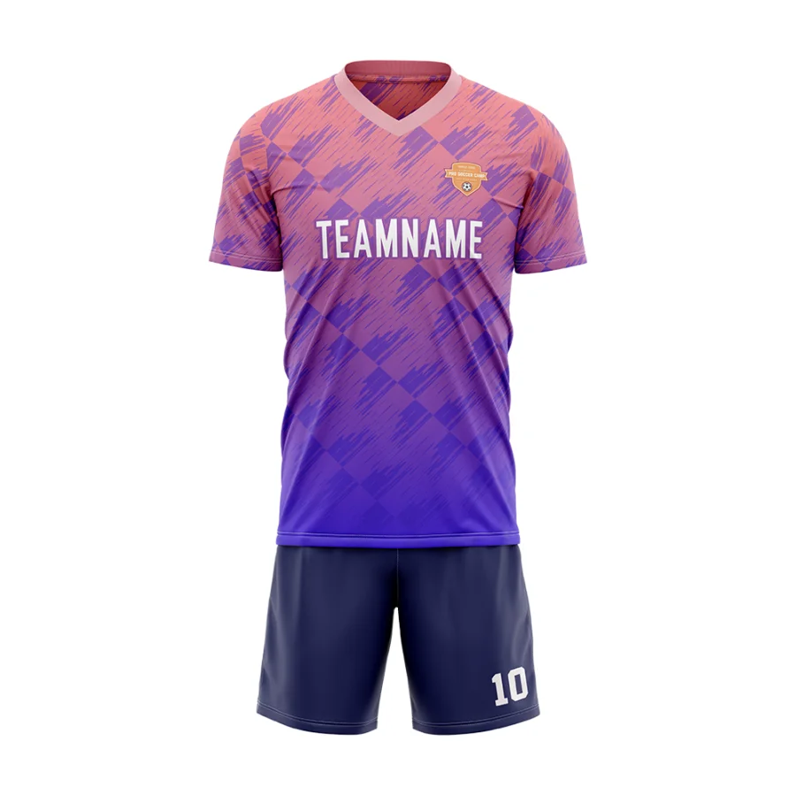 TONTON-Purple- & Pink-Verlauf-Fußball-Outfit – Vollständiges sublimationsgedrucktes, atmungsaktives Trainingsset