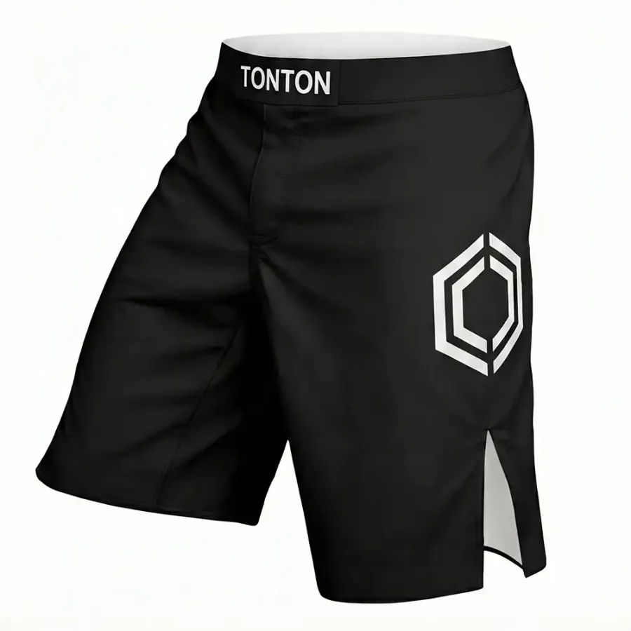 TONTON Hex-Logo-Minimalist-MMA-Shorts – reißfeste, dreifach genähte Profi-Shorts