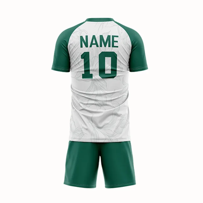 Back view of tonton custom forest green and white football kit with professional name and number 10.