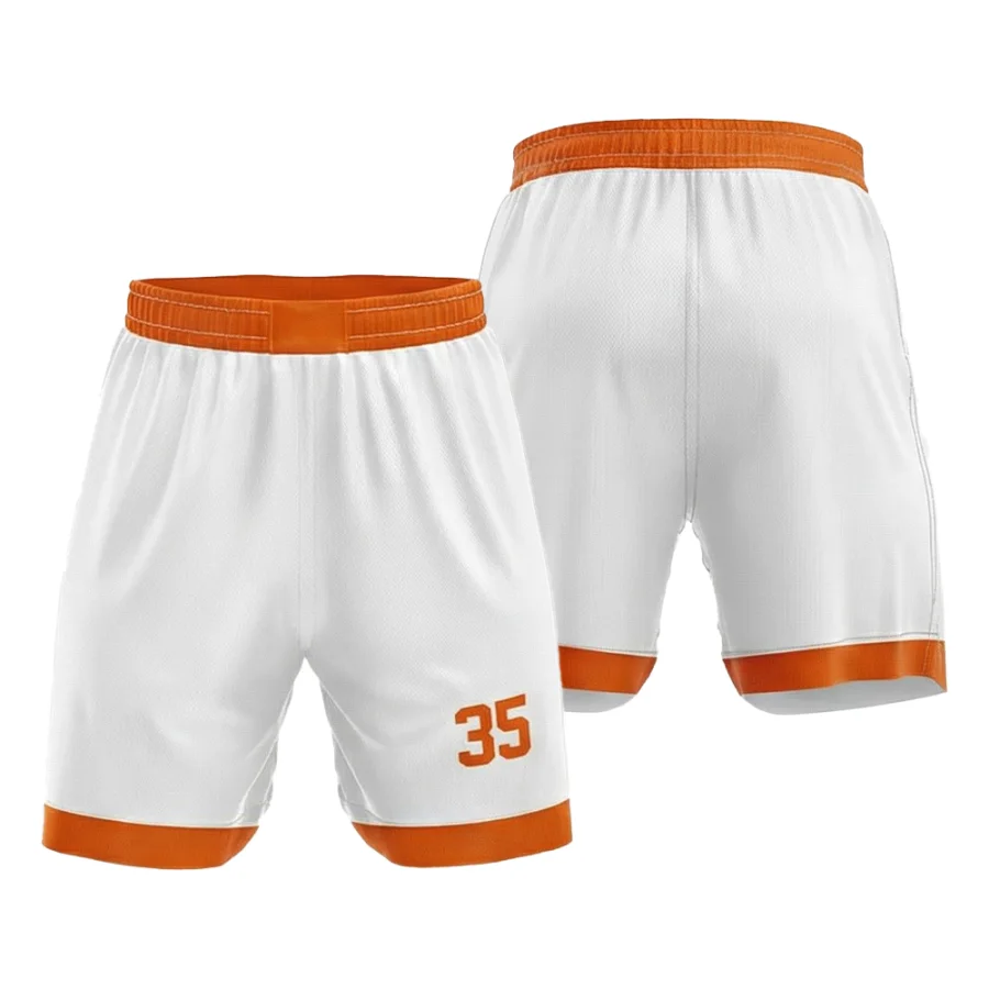 TONTON-hvide og orange basketballshorts til holdet – med dybe lommer og professionel træningsudstyr