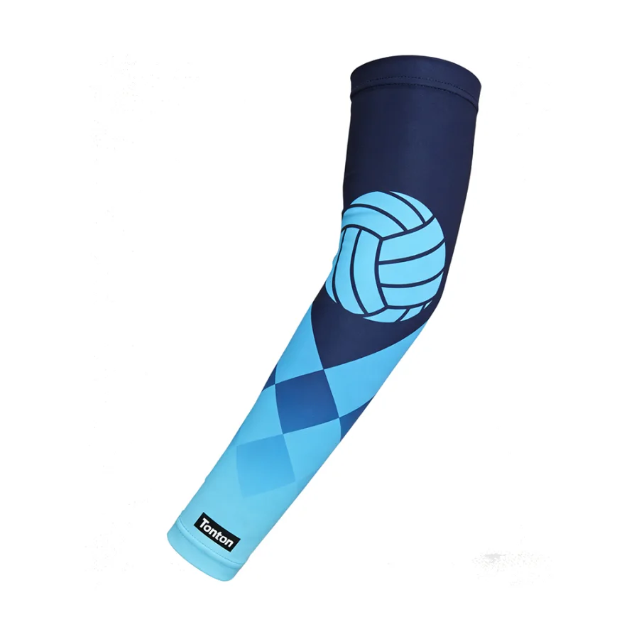 TONTON Sky-Blue-Diamant-Muster-Kompressionsarmstulpe – Vollständig sublimationsbedruckte Sport-Stütze