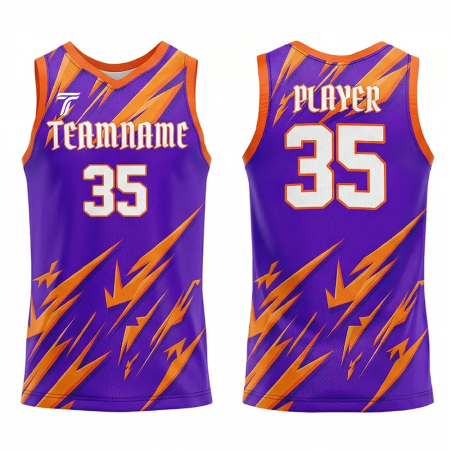 TONTON-Purple-Orange-Abstract-Shard-Basketball-Trainings-Trikot – Hochleistungs-Bekleidung mit angenehm weichem Tragegefühl