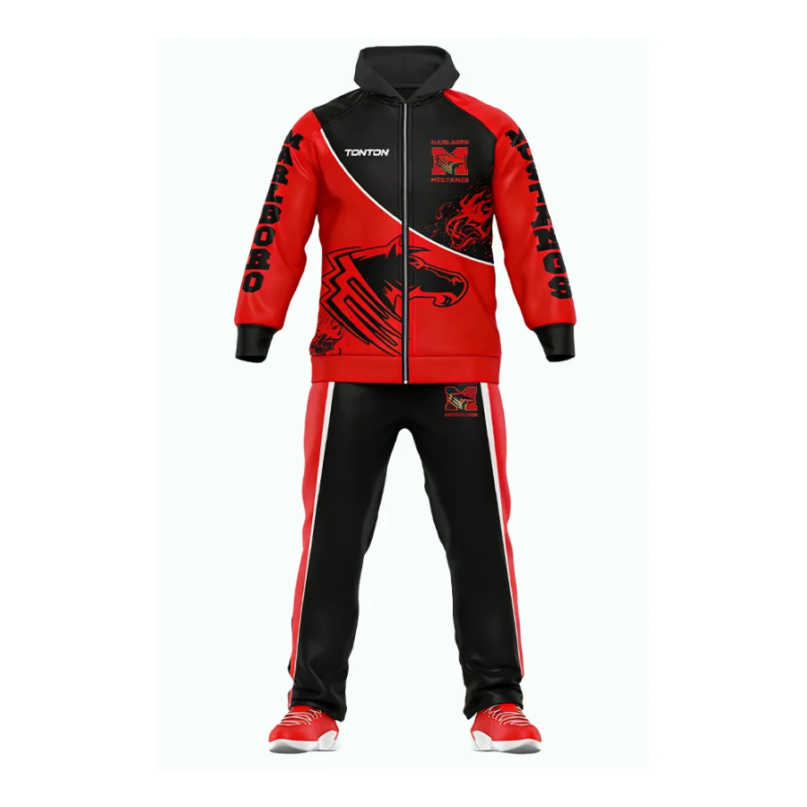 Tonton Red & Black Graphic Volleyball Tracksuit - Full Sublimation Printed Reinforced Binding Gear