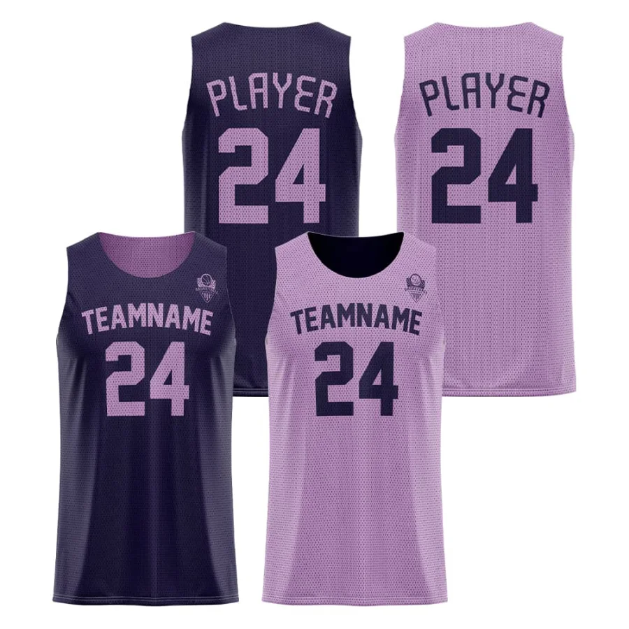 Tonton Purple & Lavender Reversible Basketball Jersey - Customizable Logo Lightweight Performance Top
